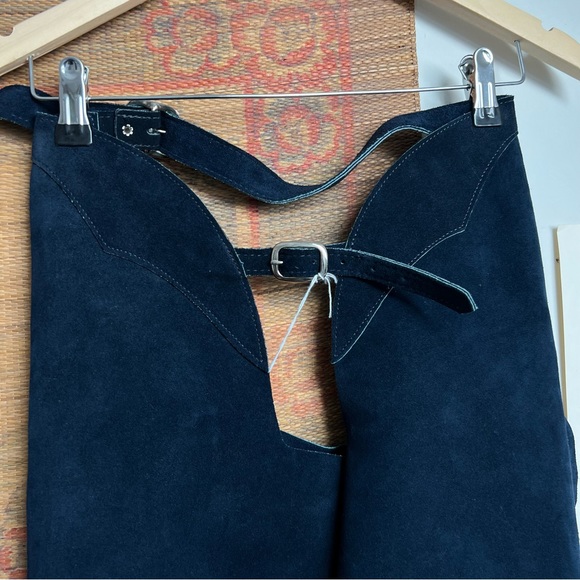 Vintage Navy Blue Suede Equestrian Chaps - Picture 3 of 9